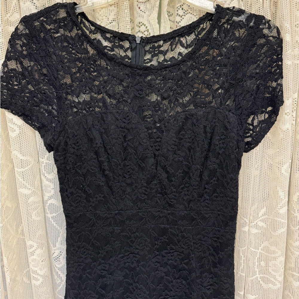 Black Lace Mini Dress - Picture 2 of 7